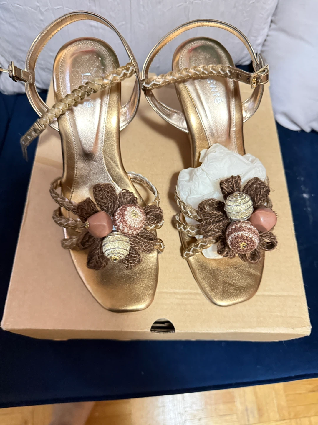 Dune London Gold Embellished Wedge Sandals - photo 2