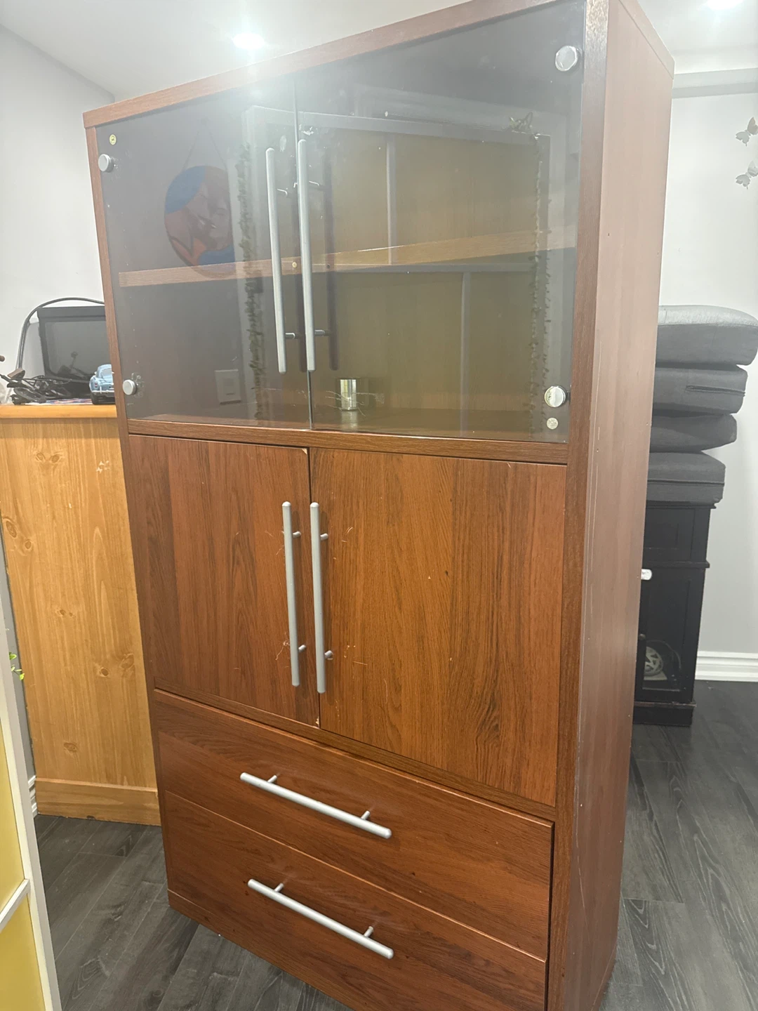 Wooden Storage Cabinet with Glass Doors - photo 4