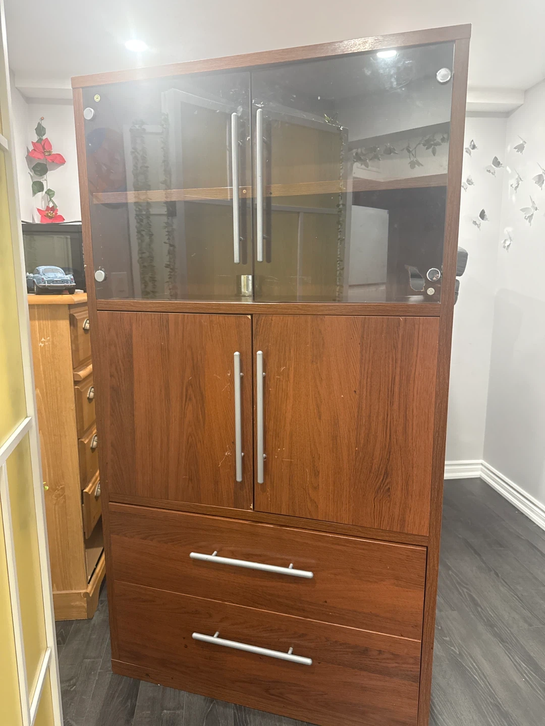Wooden Storage Cabinet with Glass Doors - photo 5
