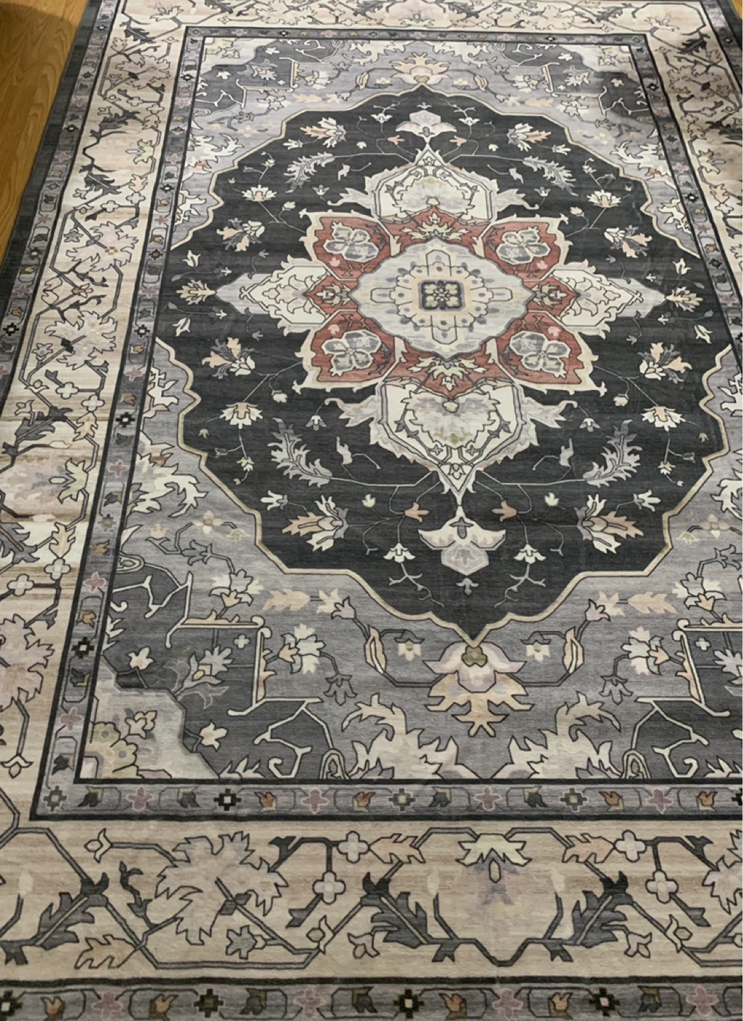 Persian Style Area Rug - Grey, & Cream