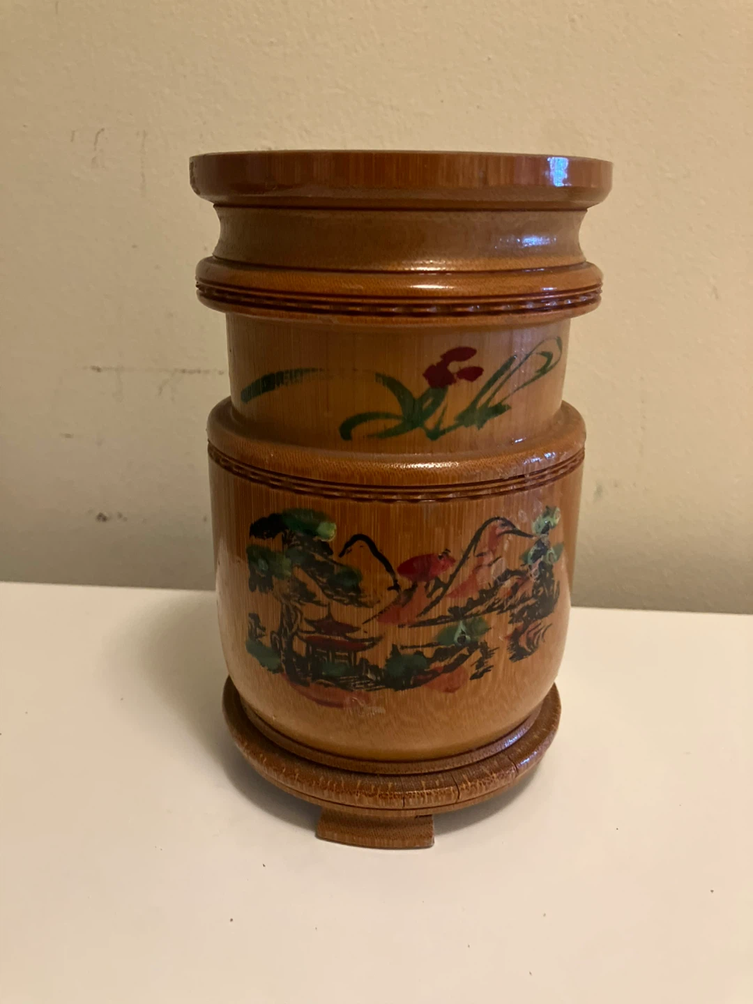 Vintage Bamboo Cylindrical Holder