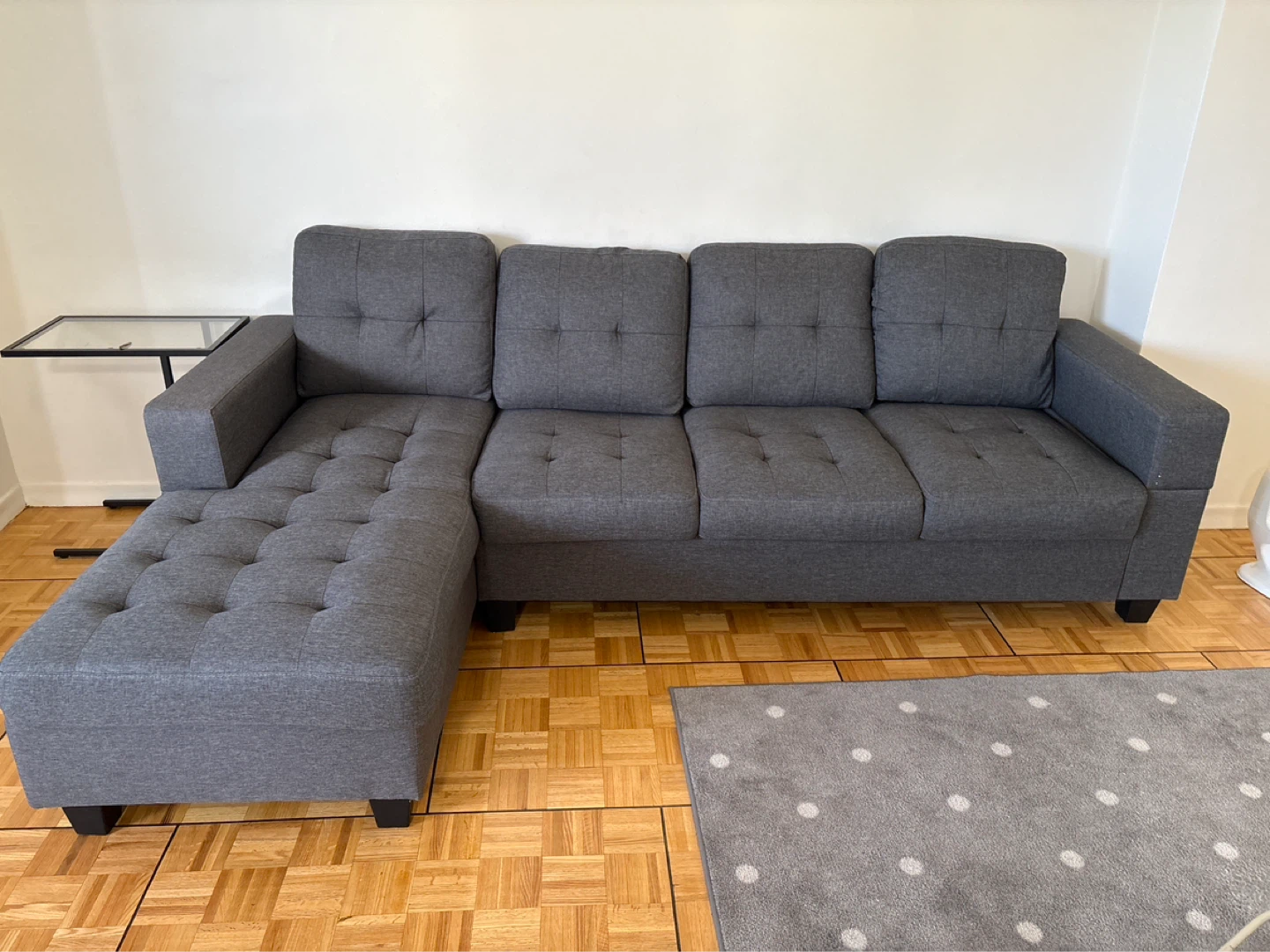 Grey L-Shaped Sectional Sofa with Storage Ottoman