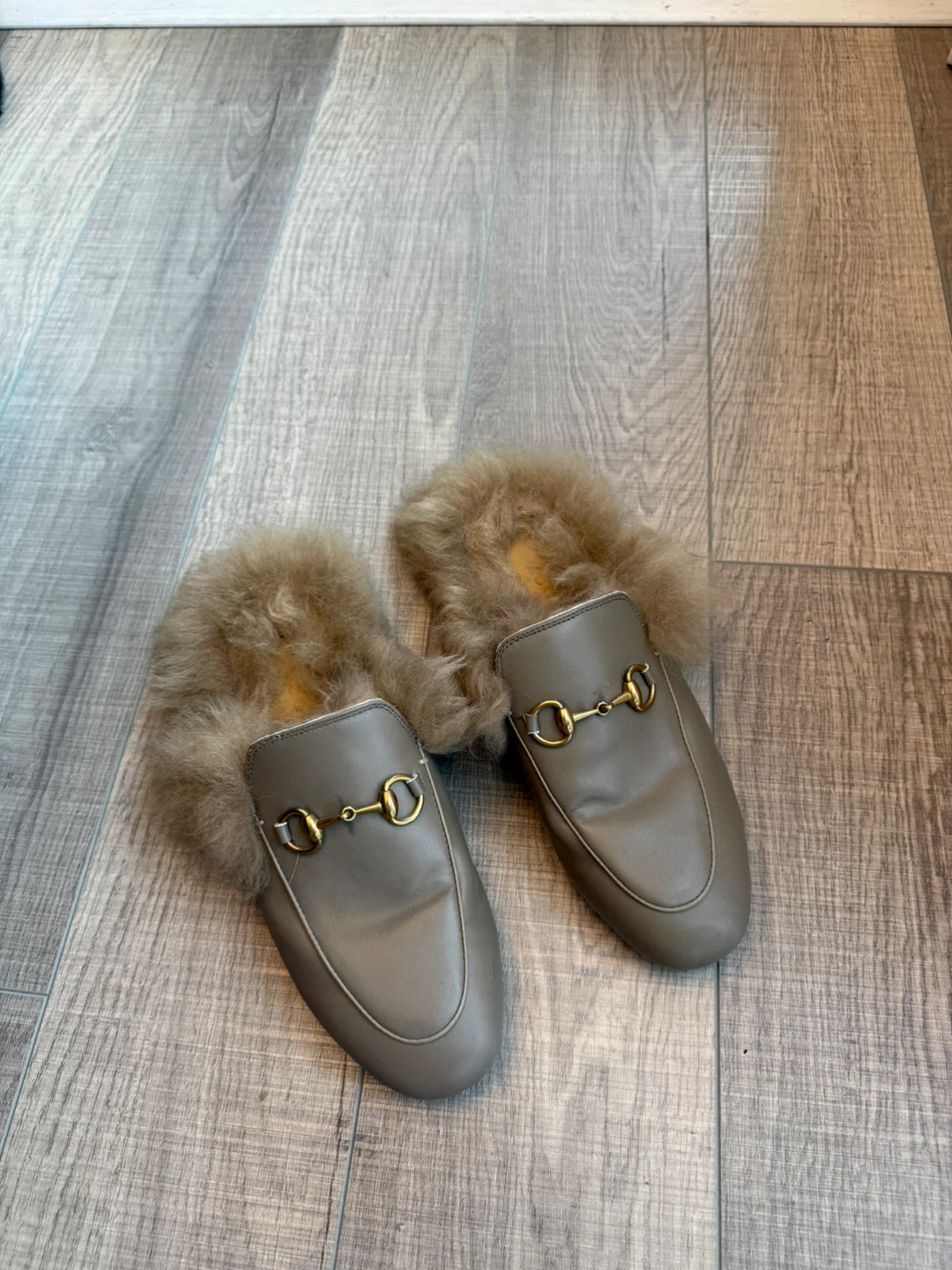 Gucci Princetown Fur Mule Loafers Size 37