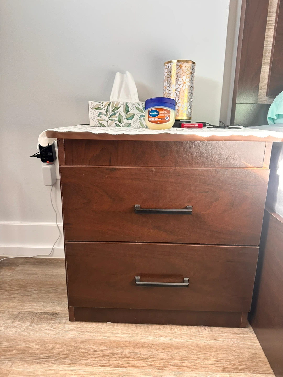 Wooden Queen storage bed & nightstand - photo 4