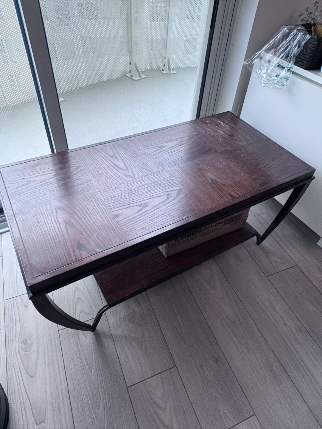 Dark Wood Coffee Table with Lower Shelf