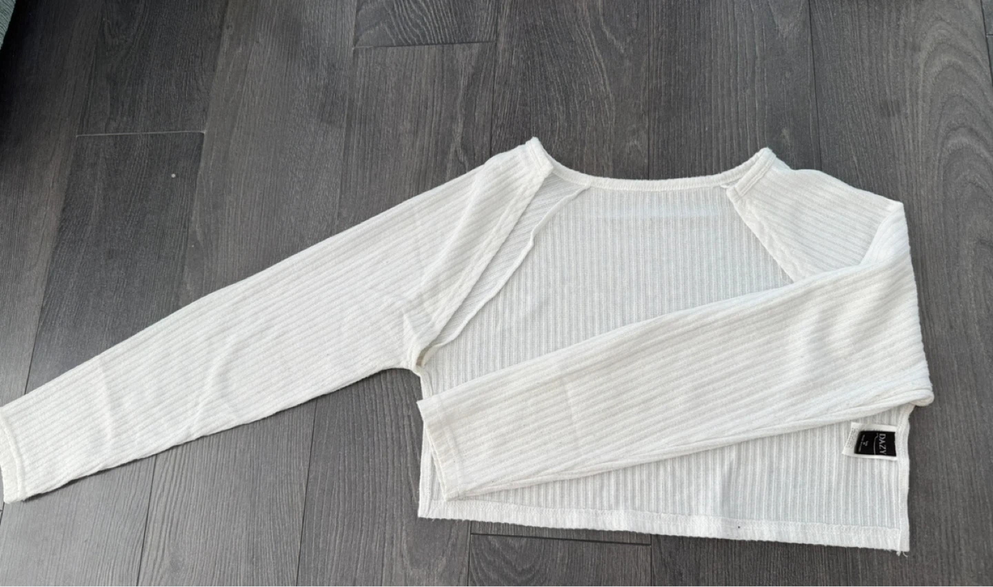 White Ribbed Long Sleeve Crop Top bolero cardigan