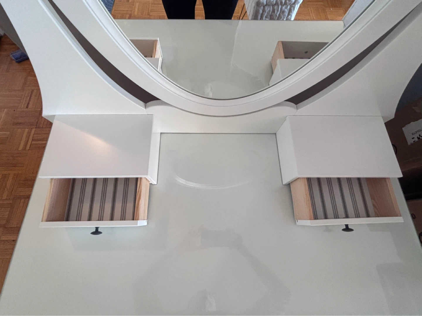 White IKEA Vanity Dressing Table w/ Mirror with free stool - photo 4