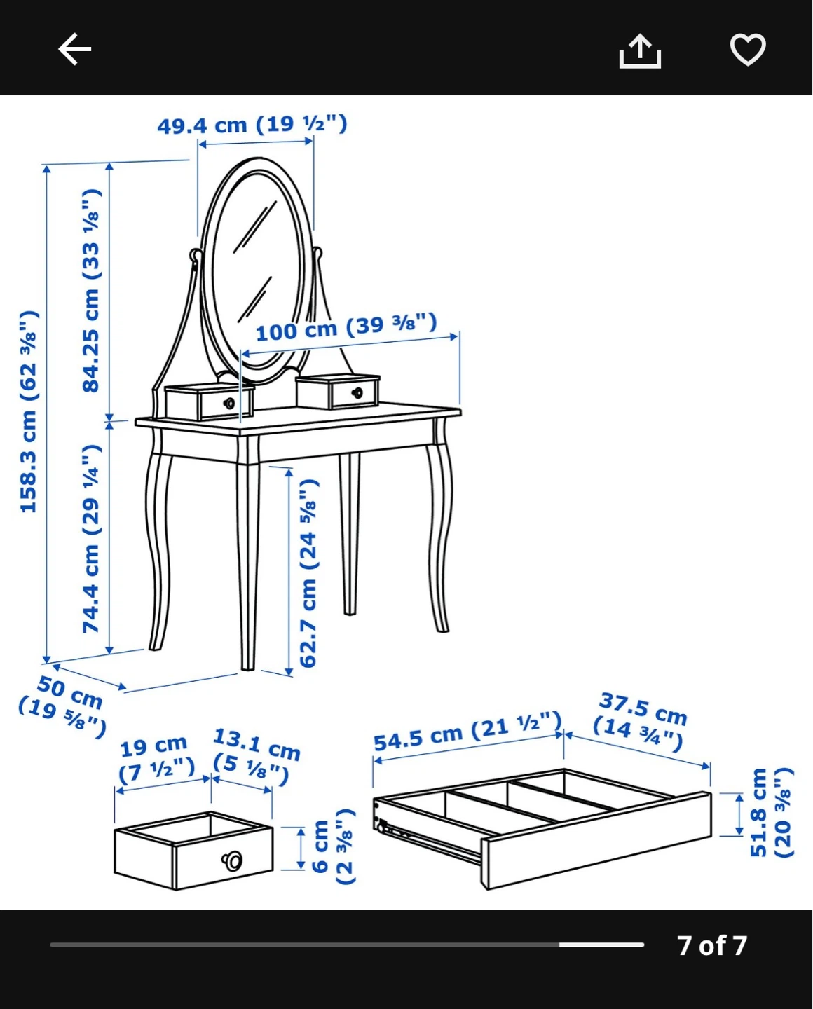 White IKEA Vanity Dressing Table w/ Mirror with free stool - photo 2