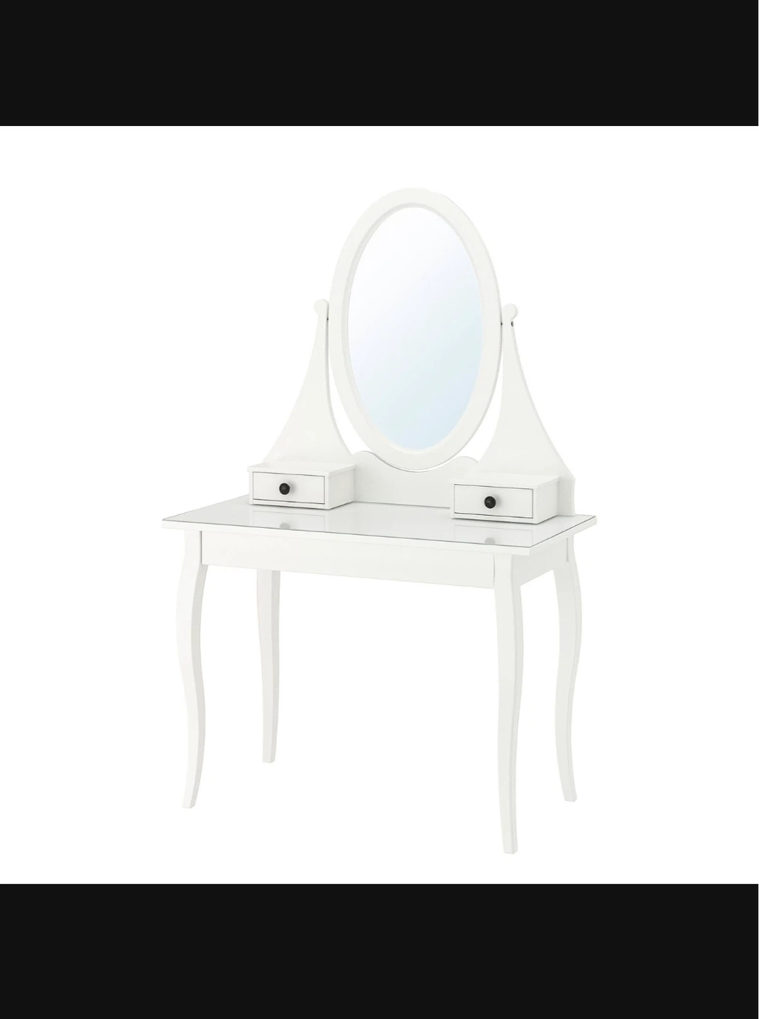 White IKEA Vanity Dressing Table w/ Mirror with free stool