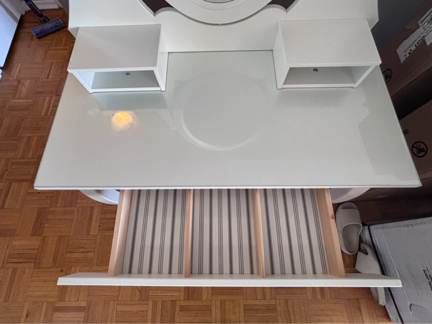 White IKEA Vanity Dressing Table w/ Mirror with free stool - photo 5