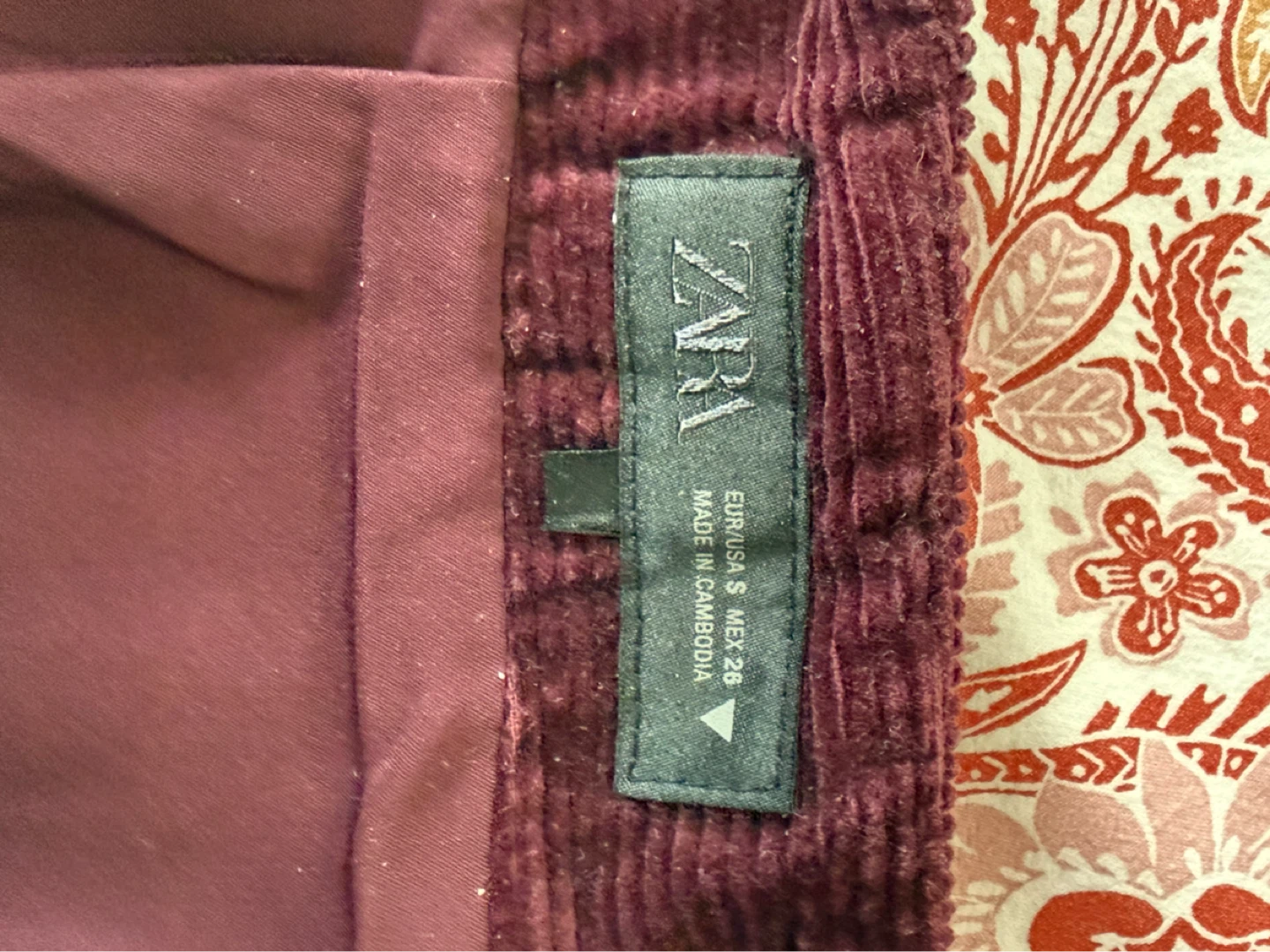ZARA Corduroy Mini Skirt - Burgundy - Size S - photo 3
