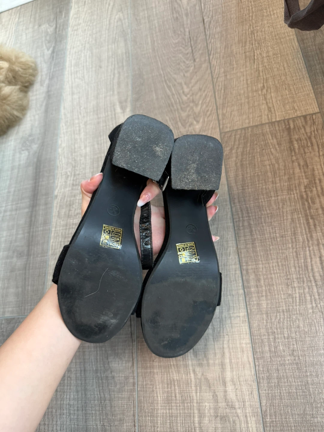 Black Suede Block Heel Sandals - photo 5