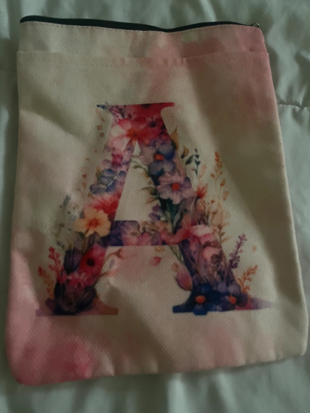 Floral Letter A Pouch Bag