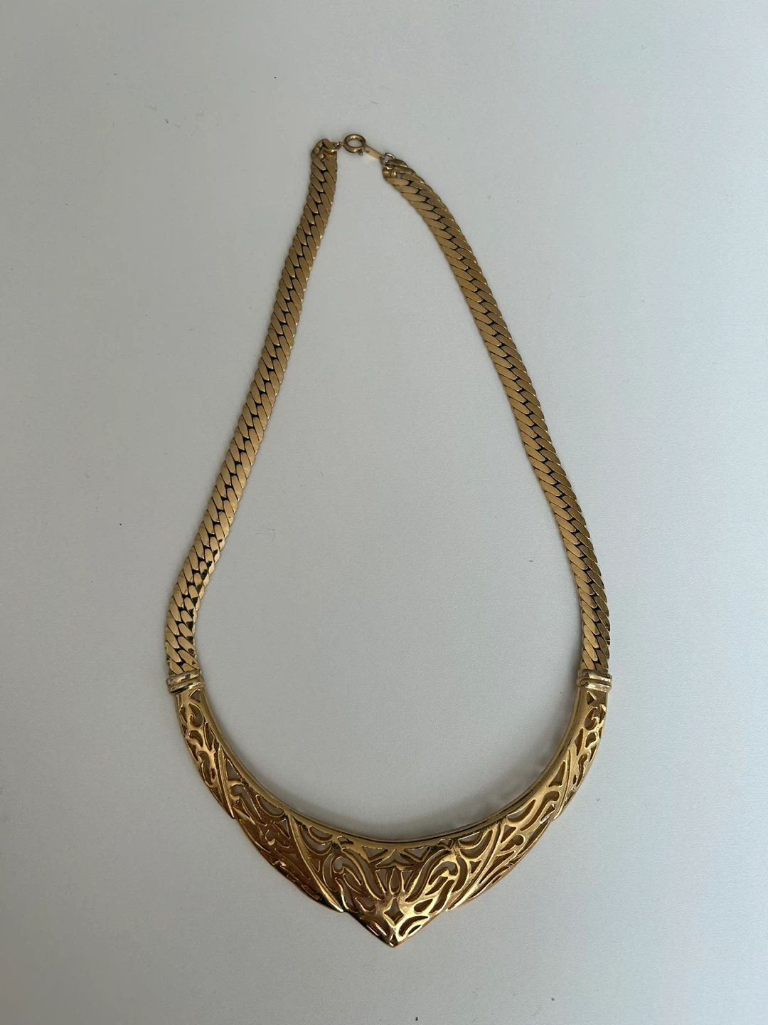 Gold Tone Filigree Statement Necklace
