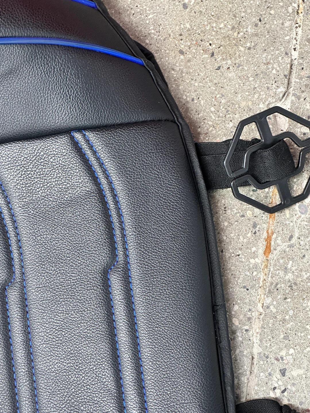 Black Car Seat Covers with Blue Stitching - photo 3