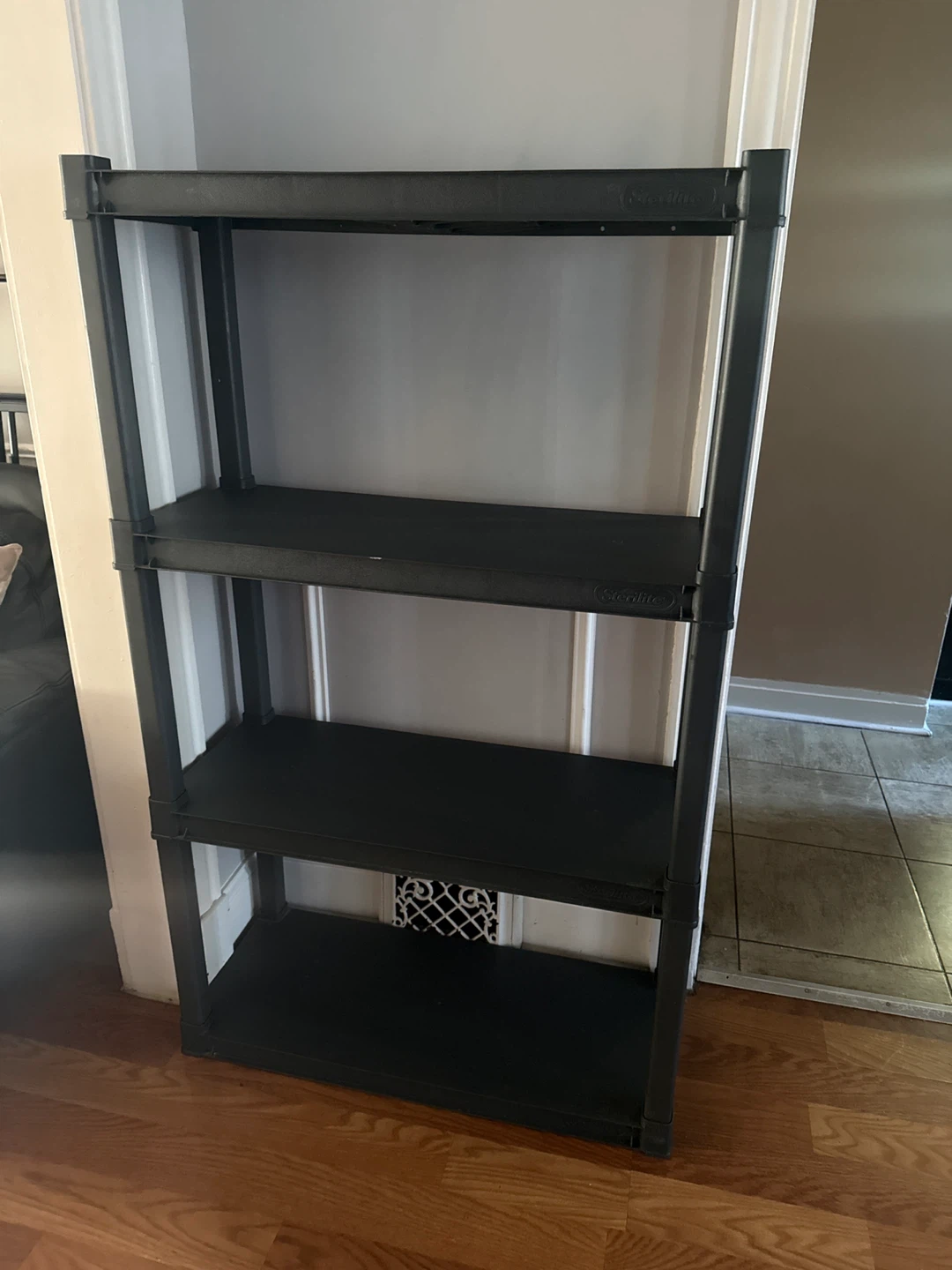 Sterilite 4-Shelf Black Plastic Storage Unit