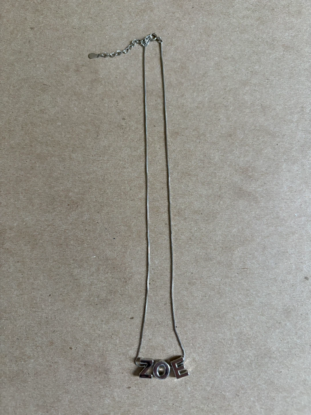 Silver toned 'ZOE' Nameplate Necklace