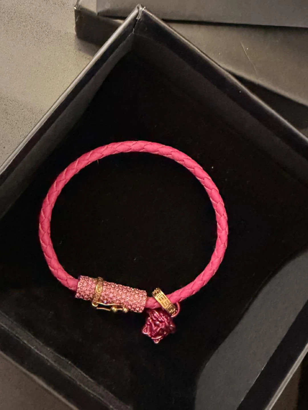 Versace Pink Braided Bracelet with Medusa Charm