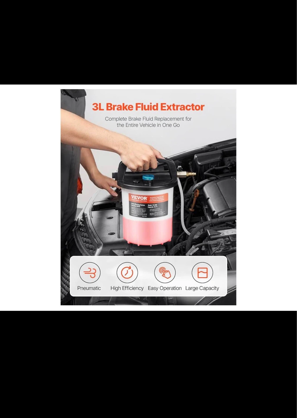 VEVOR 3L Brake Fluid Extractor with 1L Refilling Bottle - photo 2