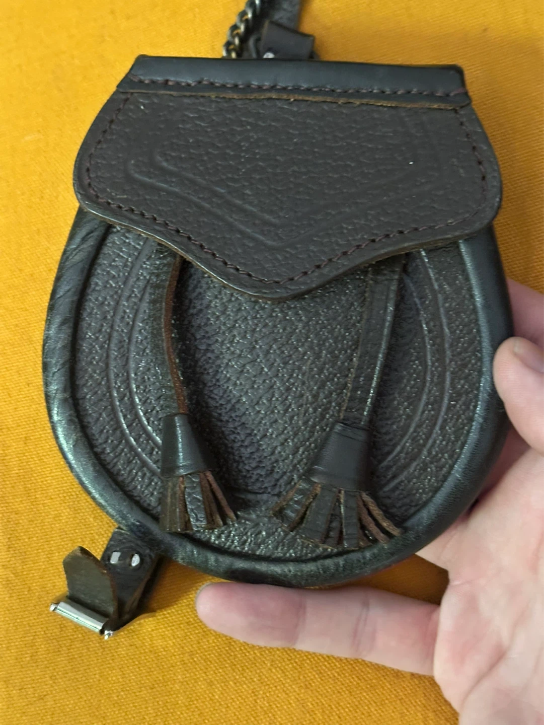 traditional Scottish brown leather day sporran