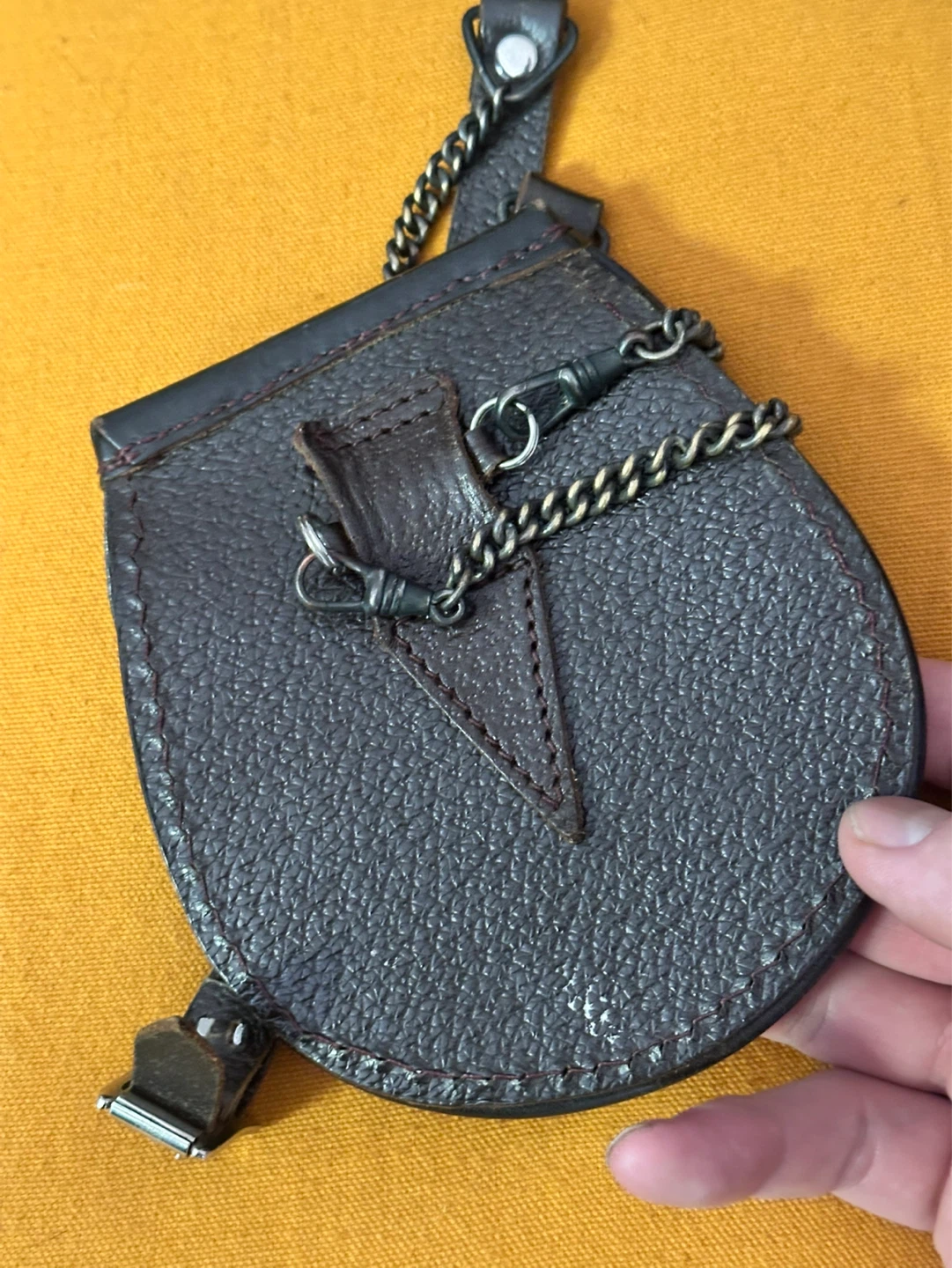 traditional Scottish brown leather day sporran - photo 2
