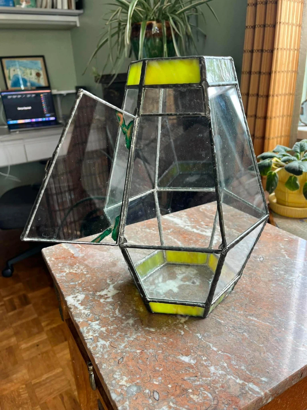 Stained Glass Terrarium with Hinged Door - photo 2