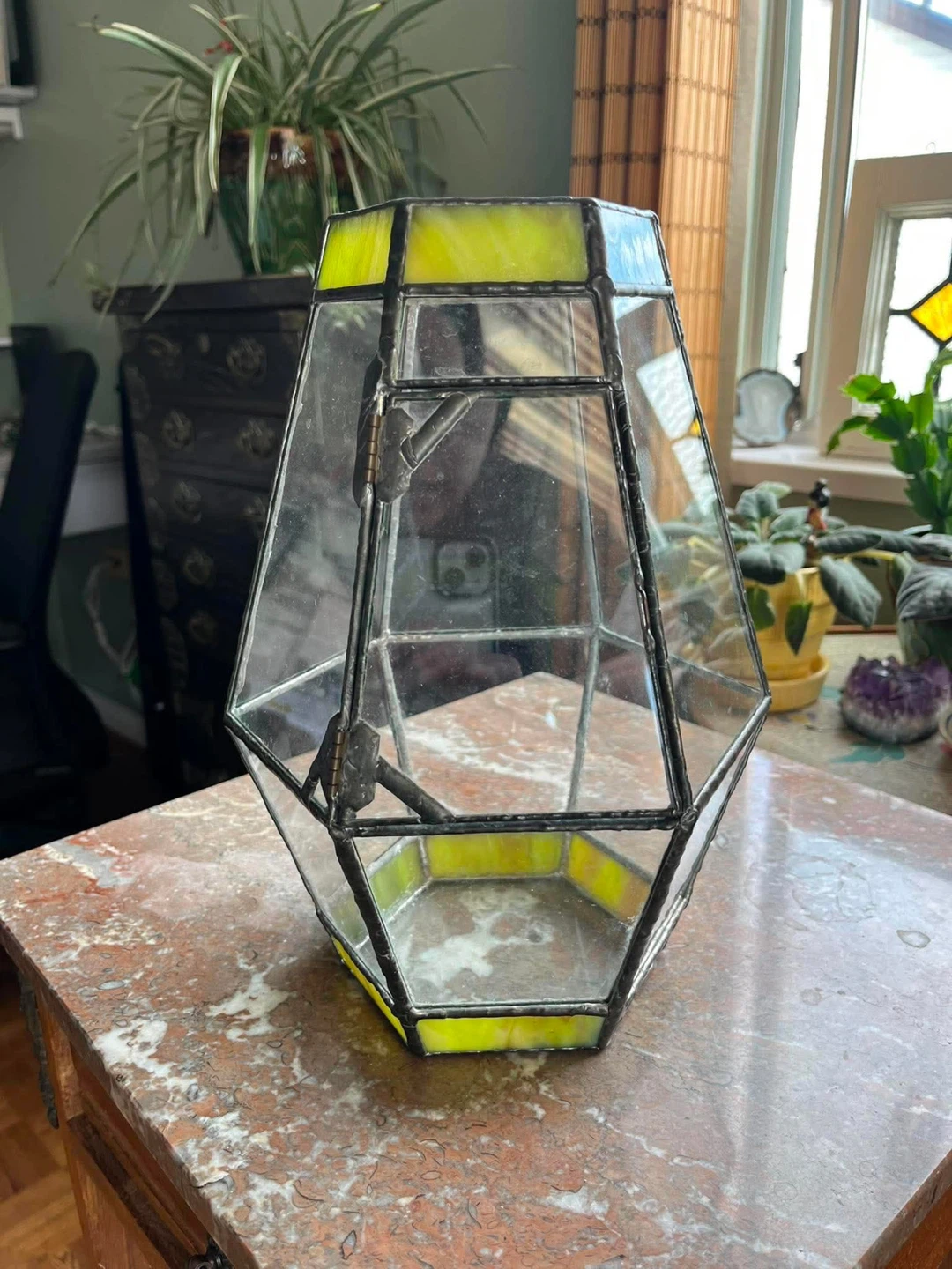 Stained Glass Terrarium with Hinged Door