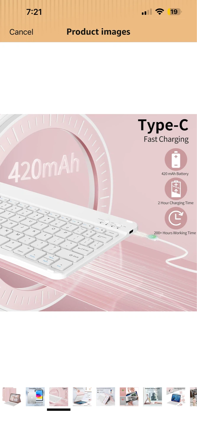 Pink iPad Keyboard Case for iPad 10th/11th Gen - photo 3