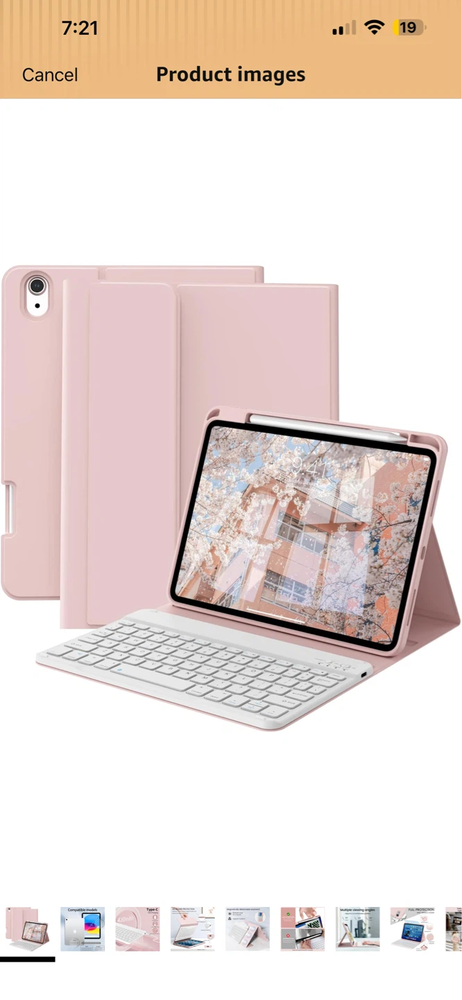 Pink iPad Keyboard Case for iPad 10th/11th Gen