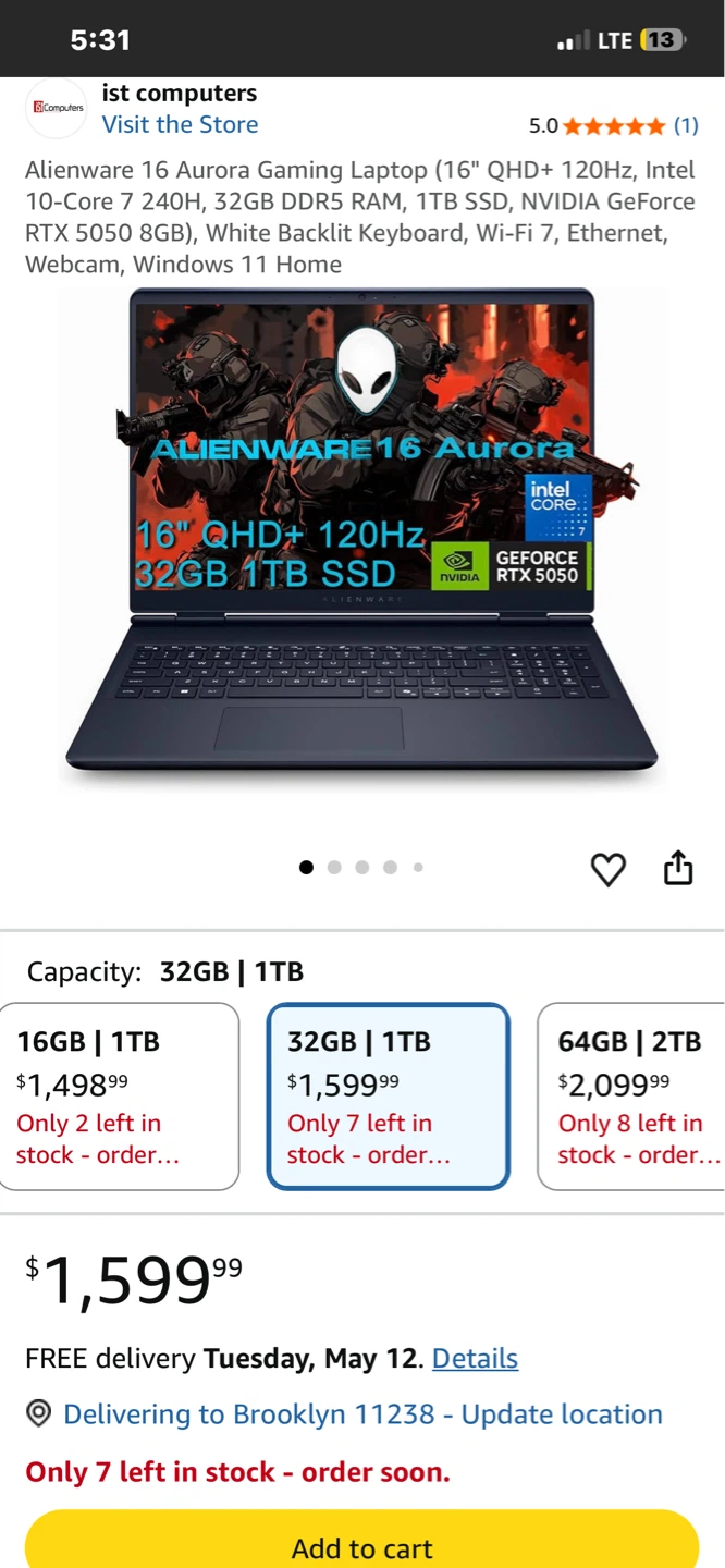 Alienware 16 Aurora Gaming Laptop