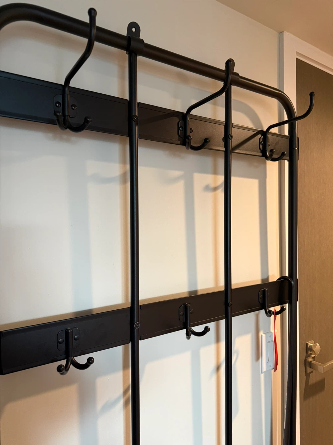 Black metal hall tree with bench and shoe rack - photo 2