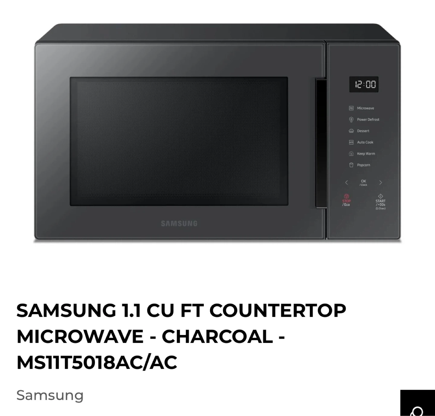 Samsung 1.1 cu ft Countertop Microwave - Charcoal - photo 3