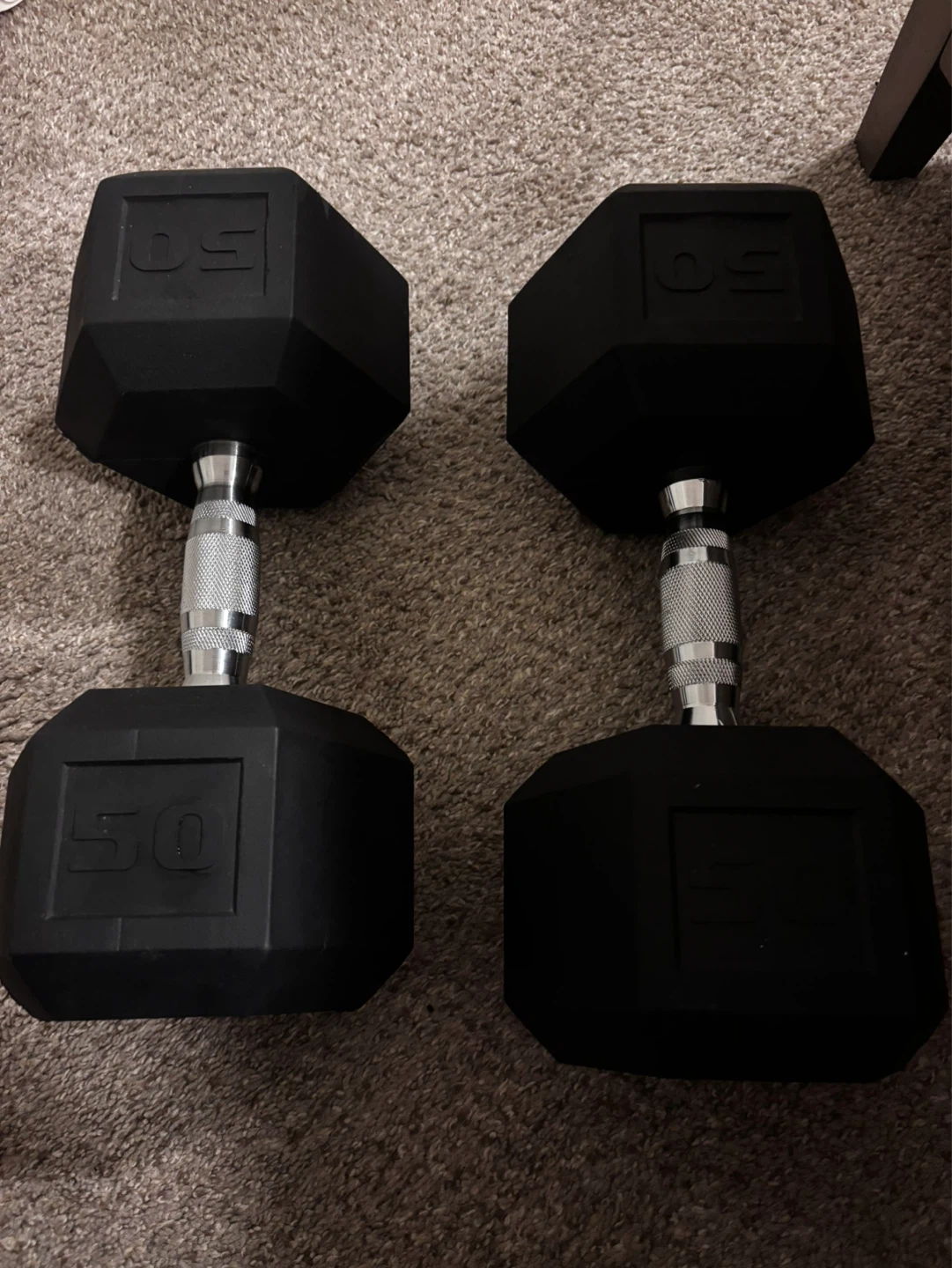 Pair of 50 lb Hex Dumbbells