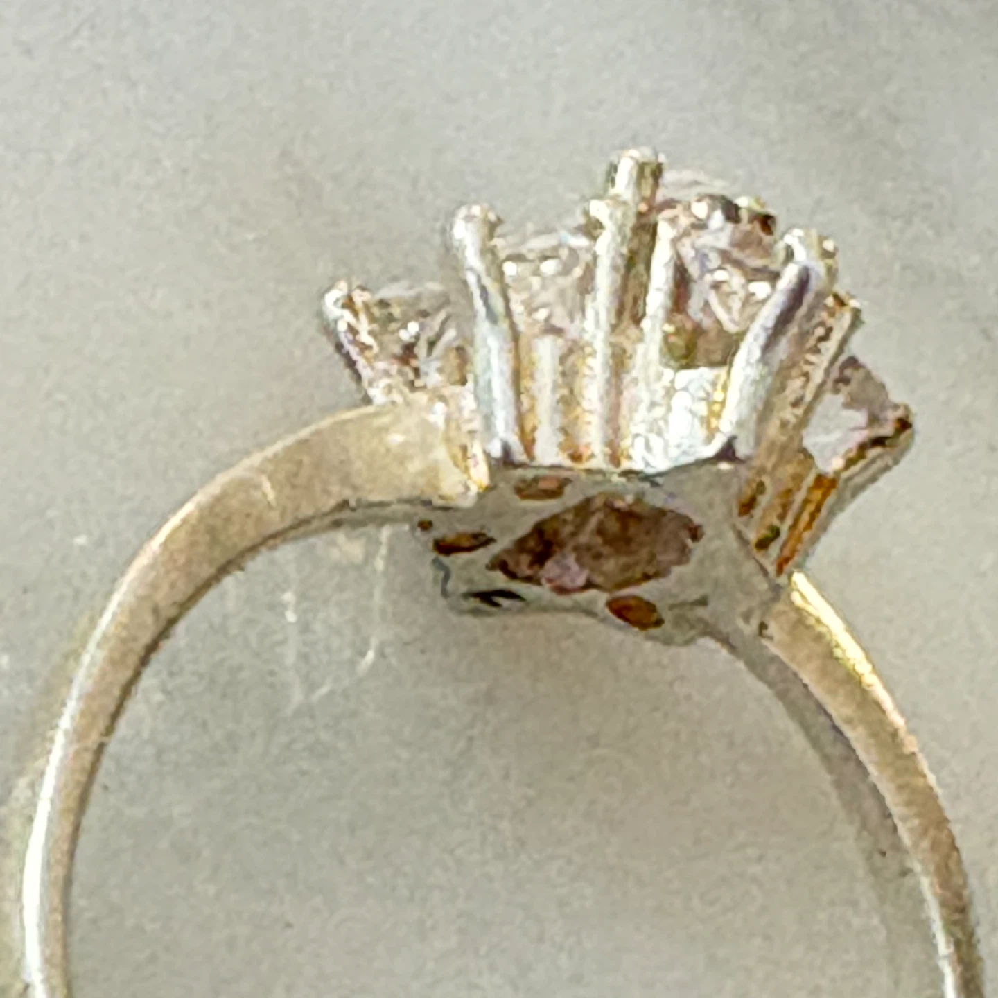 Sterling Silver Cocktail Ring with Clear and Pink Stones - photo 3