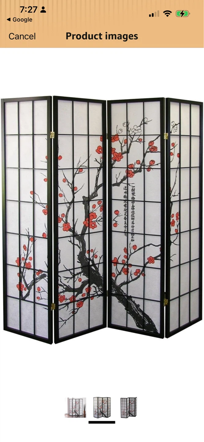 New 4-Panel Folding Screen Divider with Cherry Blossom Design - photo 4