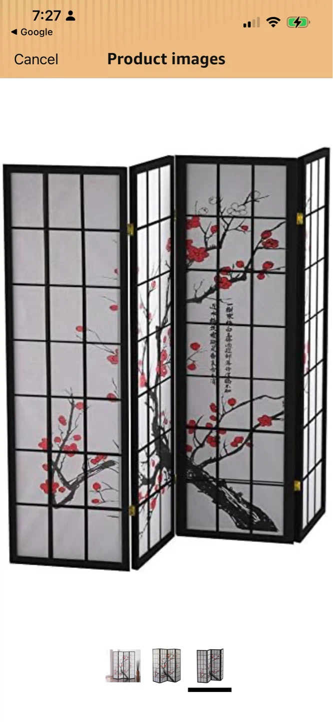 New 4-Panel Folding Screen Divider with Cherry Blossom Design - photo 5