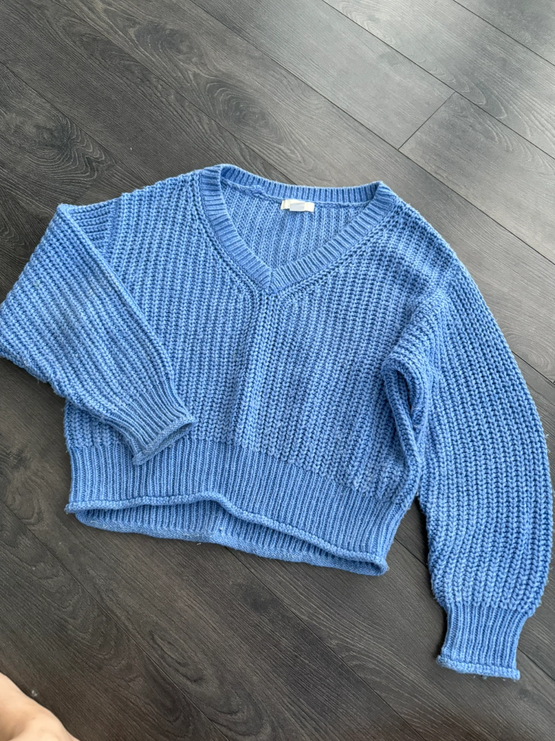 H&m Blue V-Neck Knit Sweater
