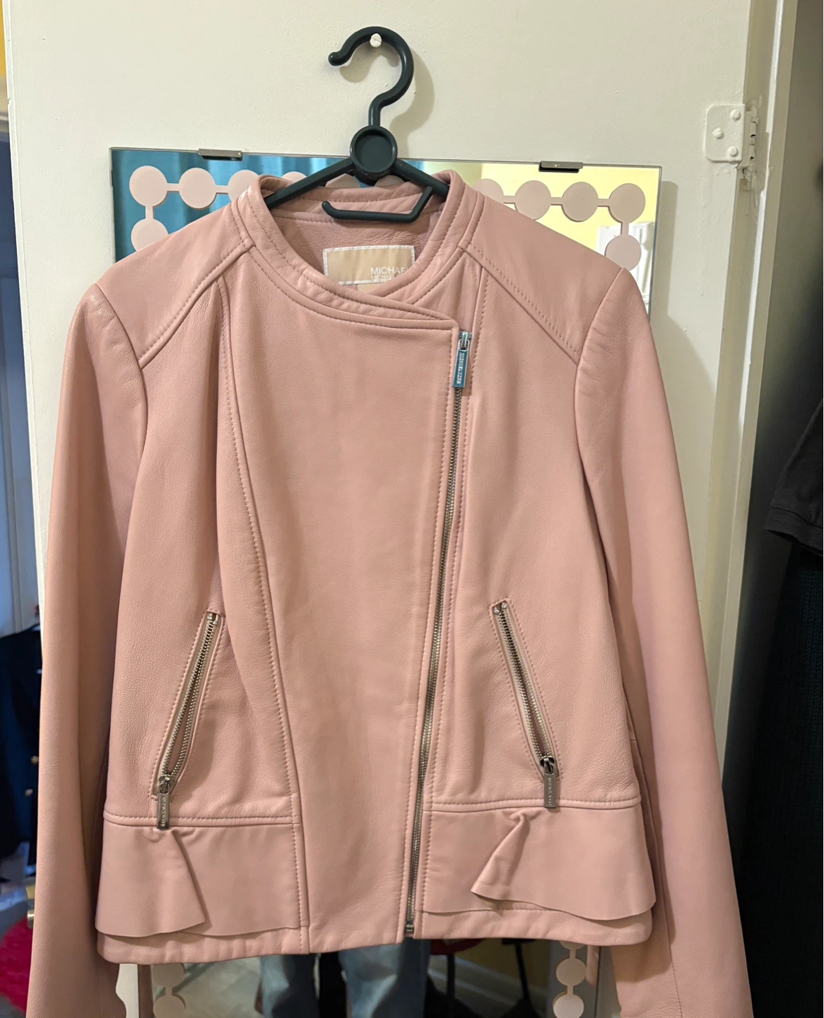 MICHAEL Michael Kors Pink Leather Moto Jacket