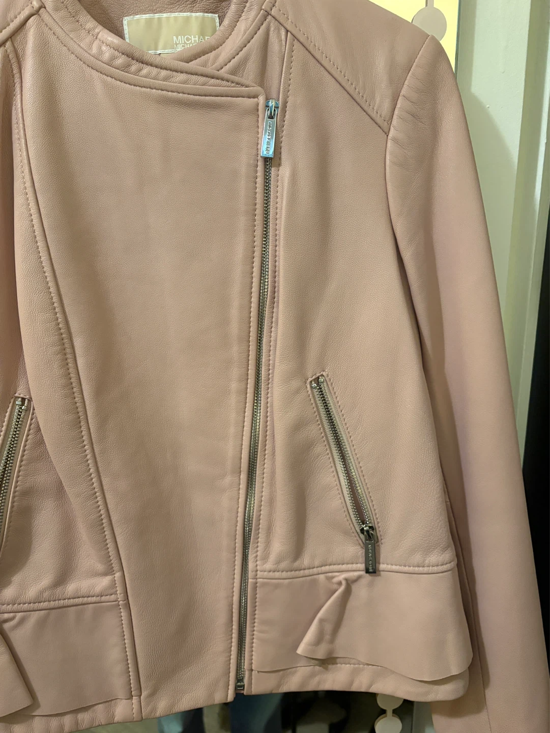 MICHAEL Michael Kors Pink Leather Moto Jacket - photo 2