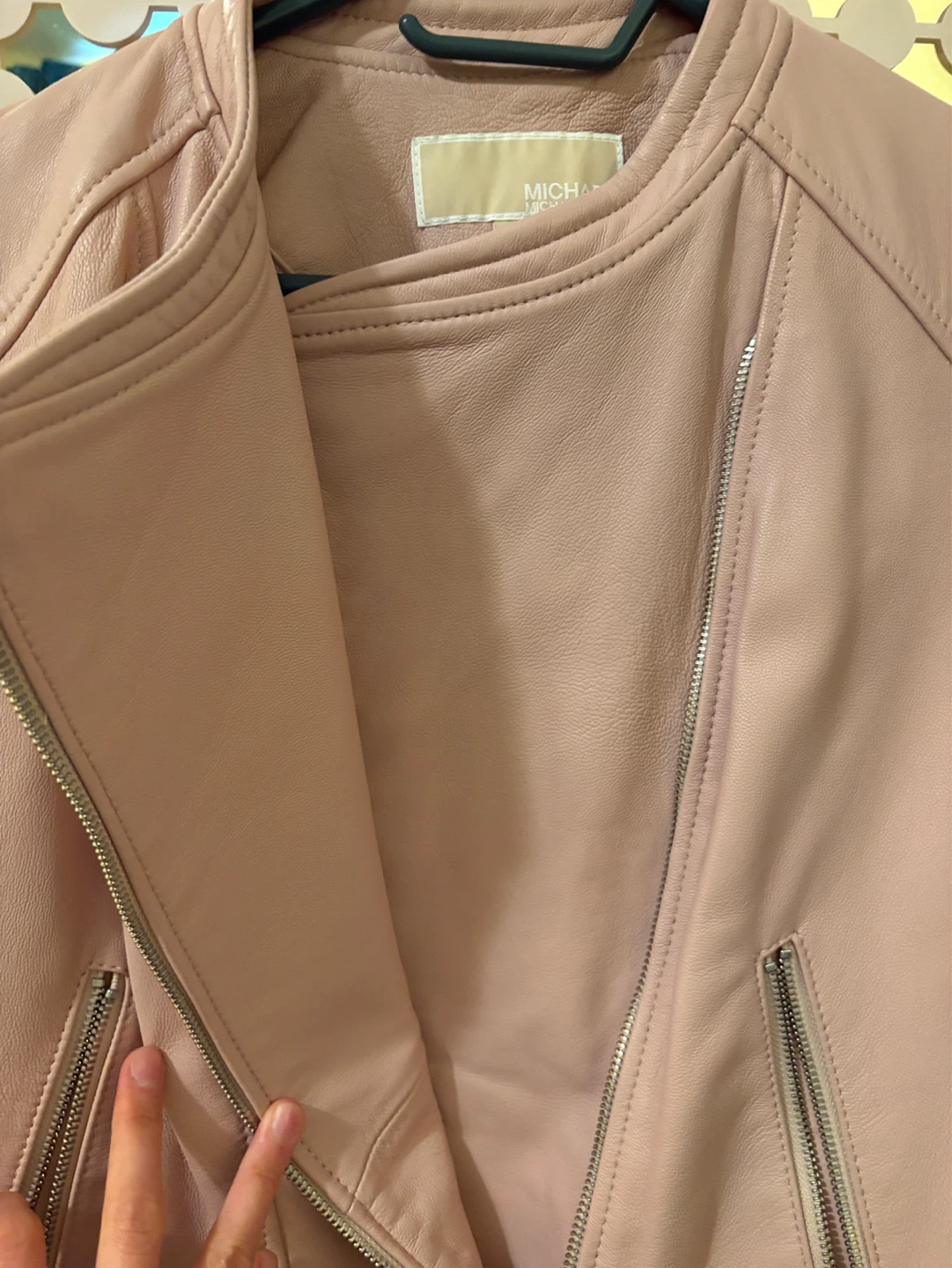 MICHAEL Michael Kors Pink Leather Moto Jacket - photo 5