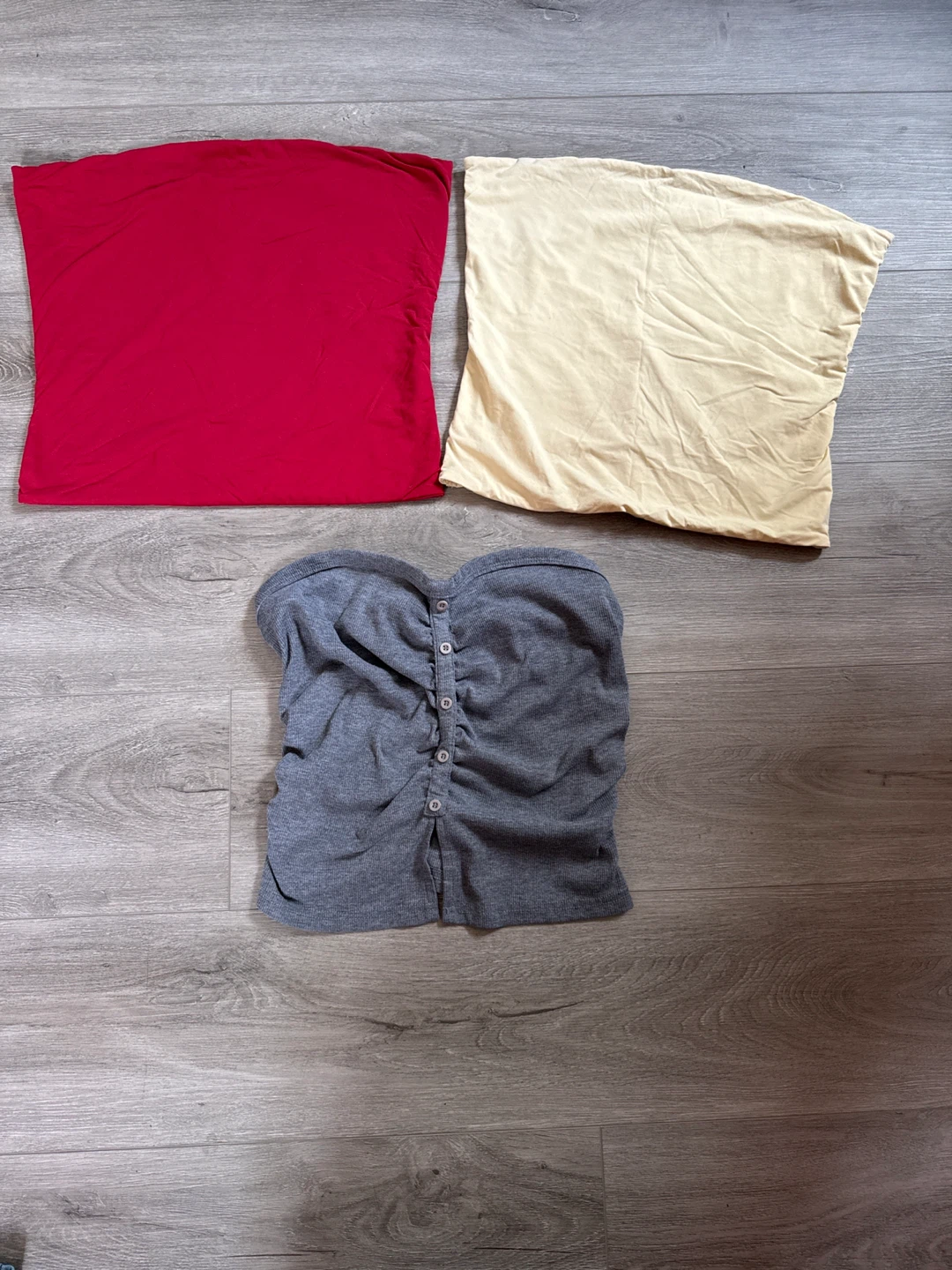 3 Women's Tube Tops - Red, Cream, Grey