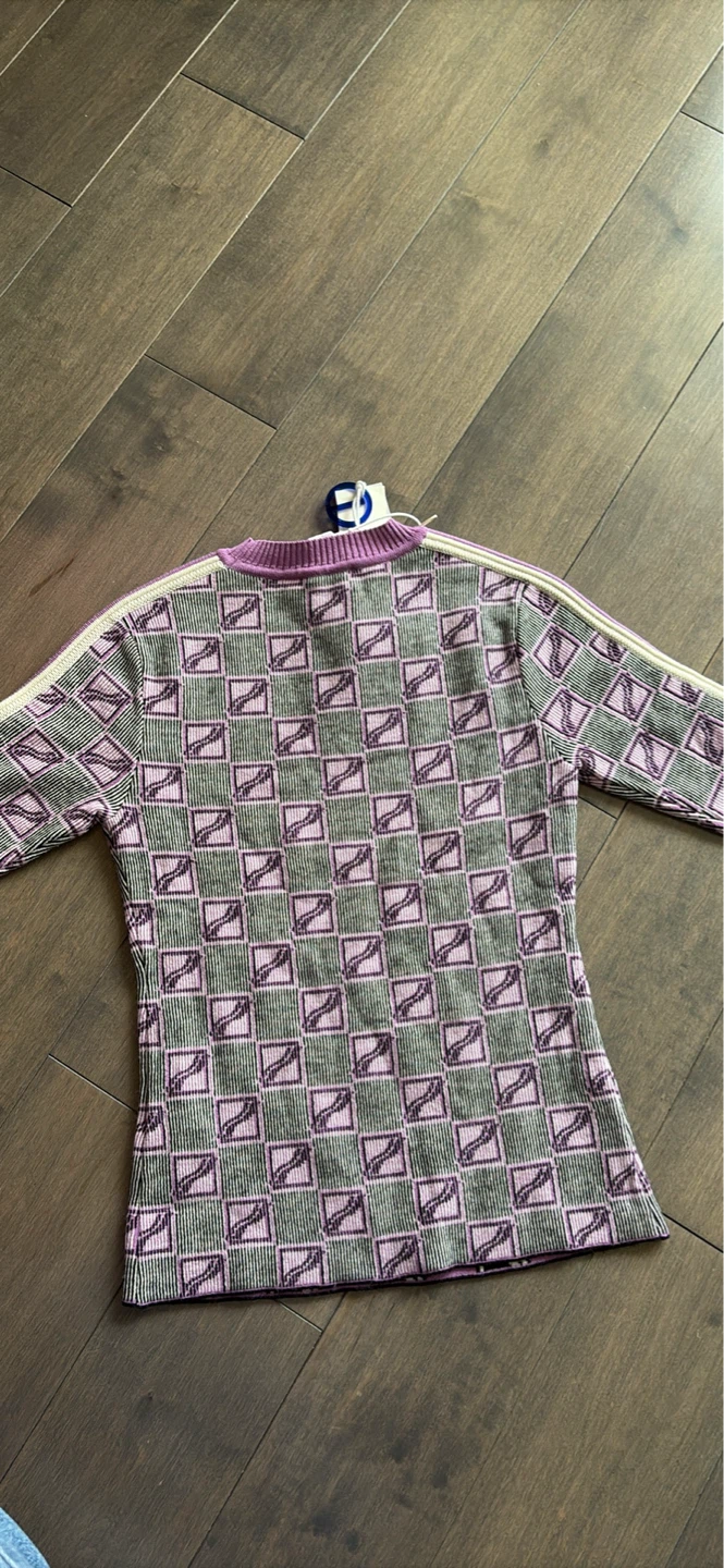 WE11DONE Graphic Knit Top Purple/Grey - photo 5