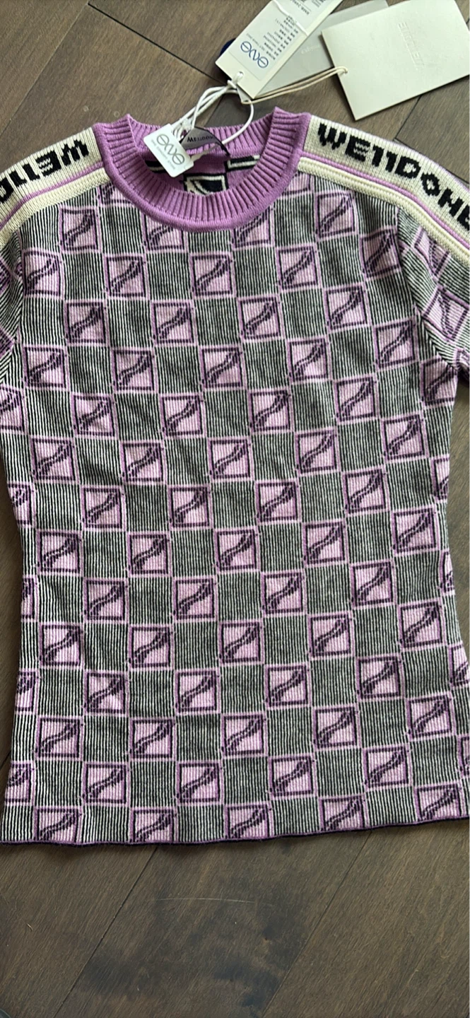 WE11DONE Graphic Knit Top Purple/Grey - photo 3