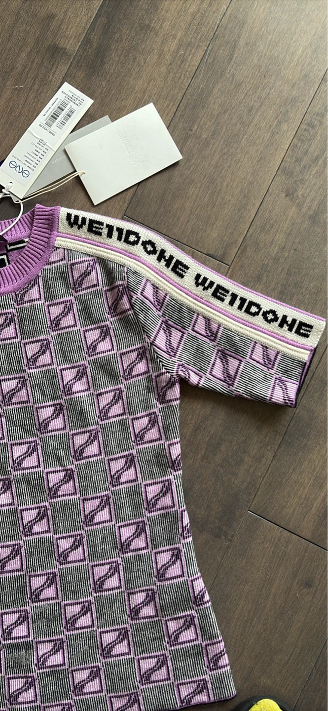 WE11DONE Graphic Knit Top Purple/Grey - photo 4