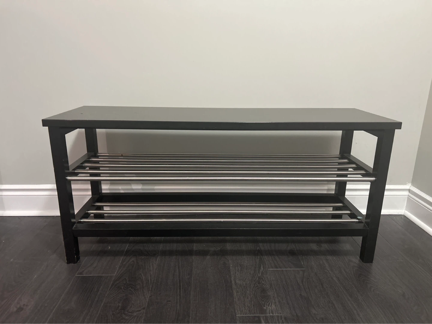 Black 2-Tier Shoe Rack Bench
