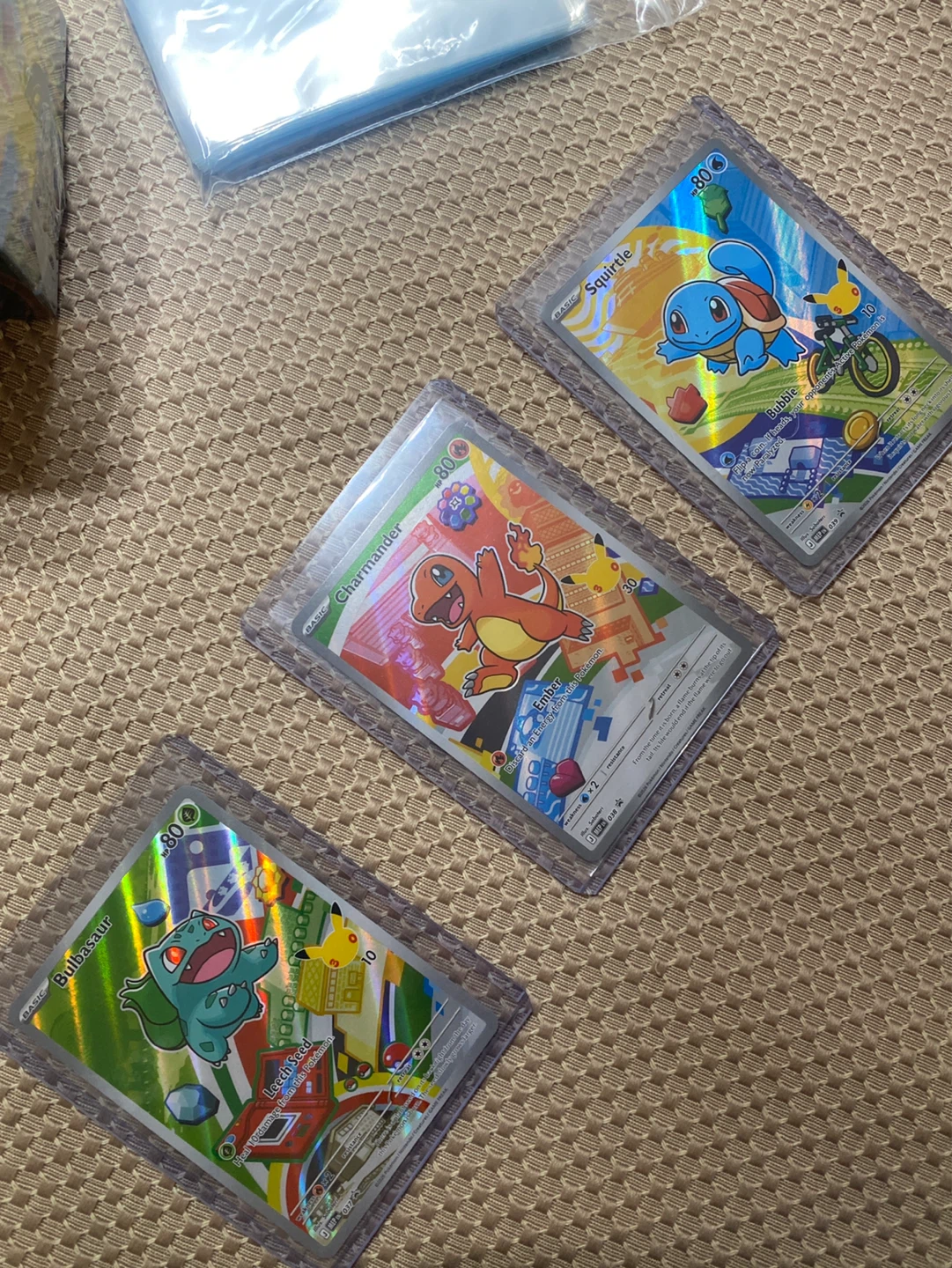 Pokemon Trading Cards - Charmander, Squirtle, Bulbasaur