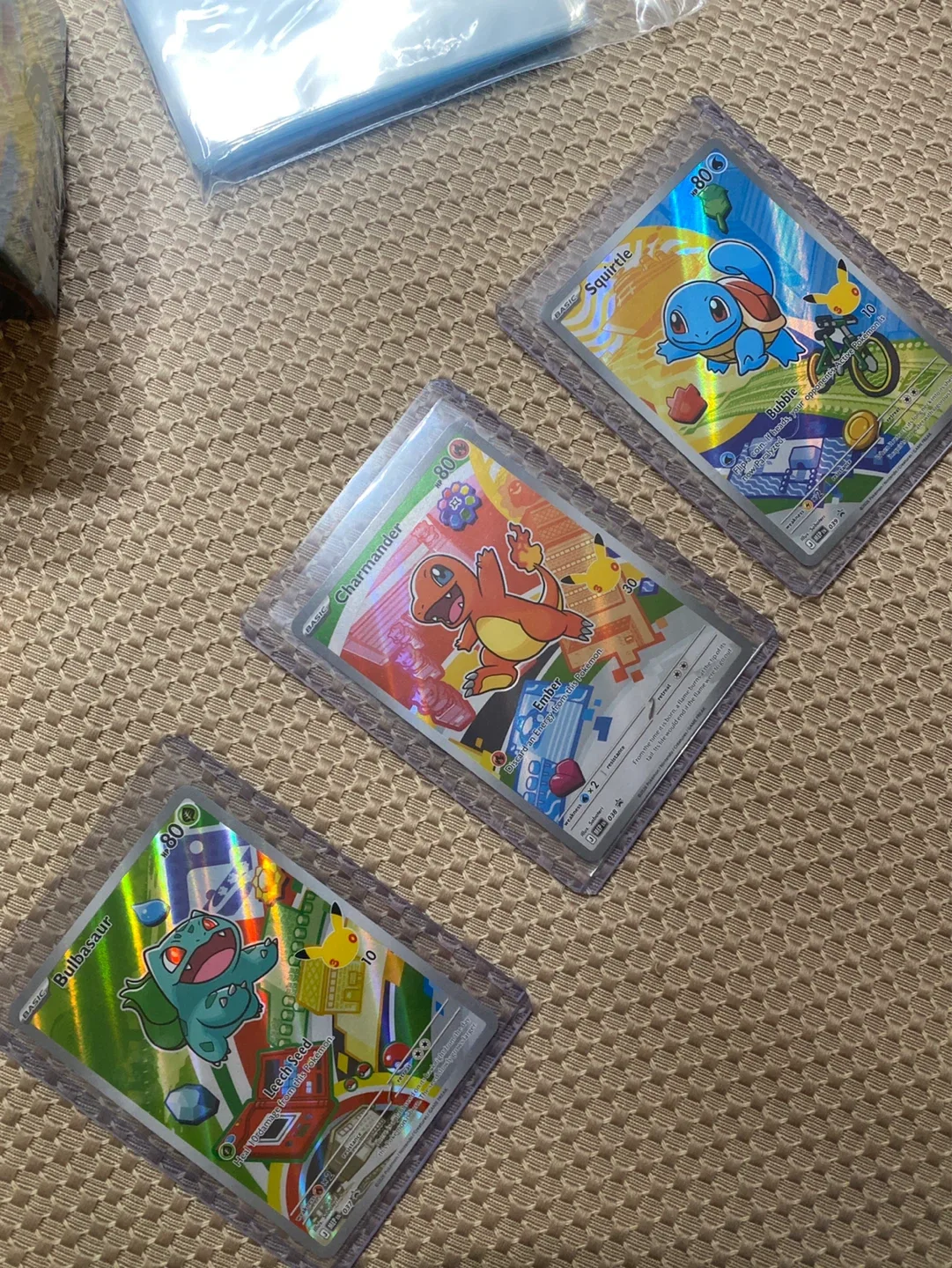 Pokemon Trading Cards - Charmander, Squirtle, Bulbasaur