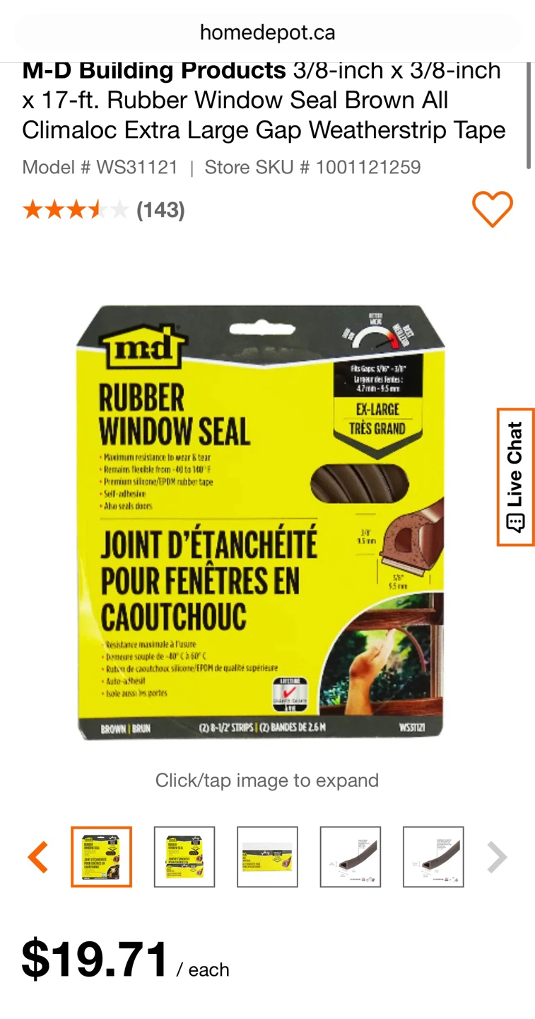 Weatherstrip Tape. 3 packages. Brand New in Packaging