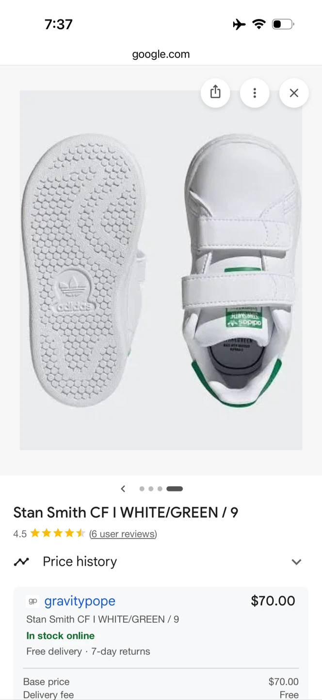 Adidas Stan Smith CF I Toddler Shoes White/Green Size 9 - photo 4