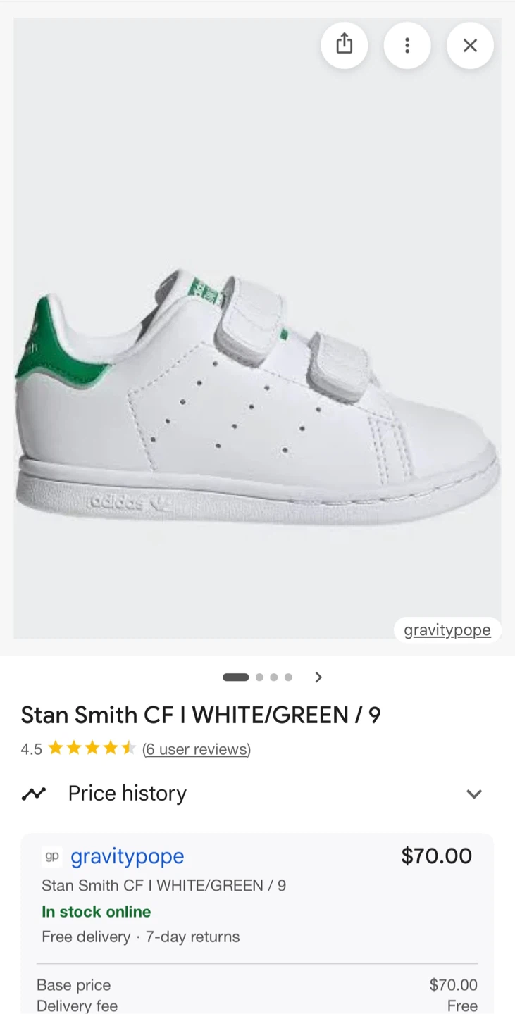 Adidas Stan Smith CF I Toddler Shoes White/Green Size 9 - photo 5